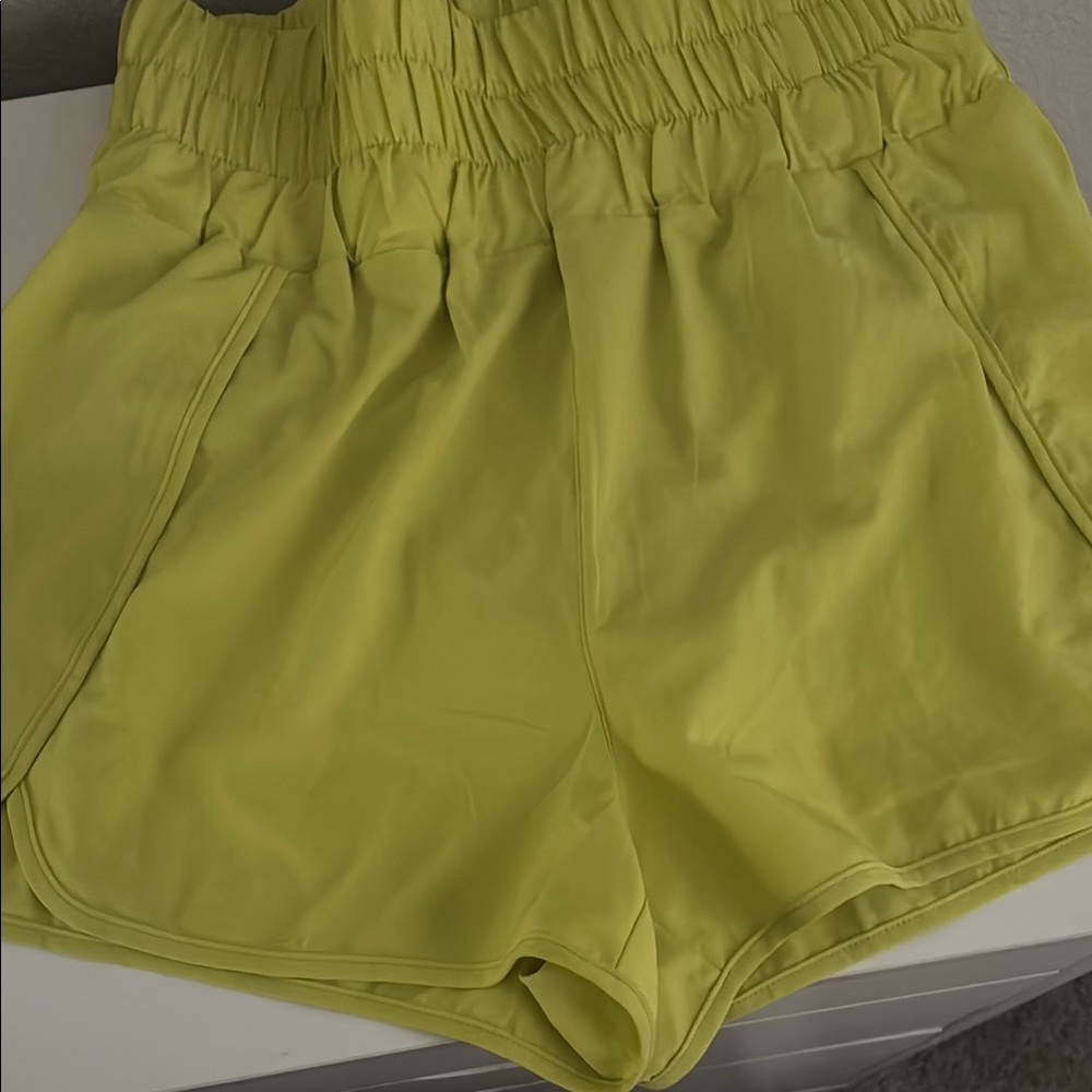 Women's Yellow Elastic Waist Shorts
